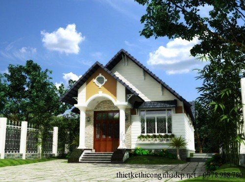 Mẫu nhà cấp 4 diện tích 7x20m kiểu mái thái đẹp