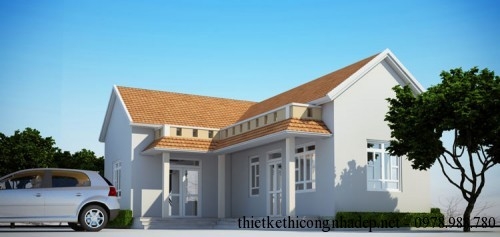 Mẫu nhà cấp 4 mái thái hình chữ L diện tích 9x13m