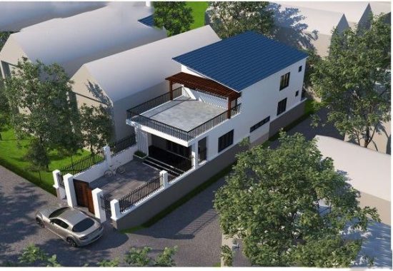 Mẫu thiết kế nhà cấp 4 mái tôn có gác lửng 5x15m