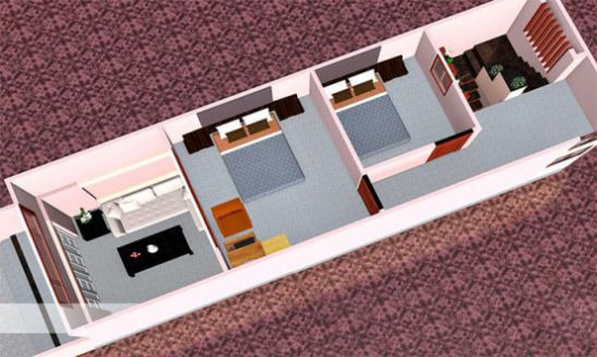 Phối cảnh mẫu thiết kế nhà cấp 4 diện tích 4×12