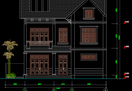 Nhà biệt thự 2 tầng 13.5x9m